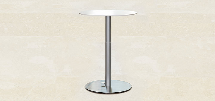 LET'S TALK ROUND Central foot, sit-stand table with gas pressure spring